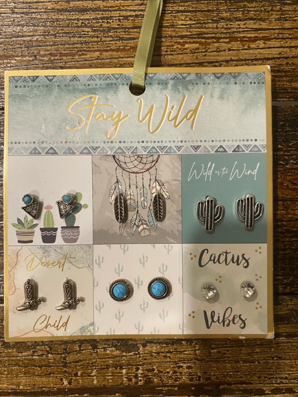 Stay Wild Earring Set with Turquoise Accents (6 pairs of stud earrings)